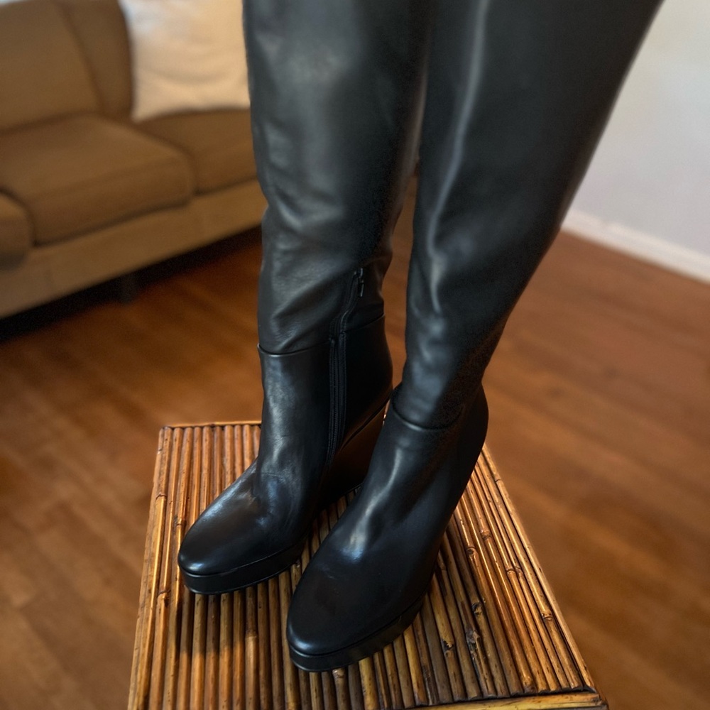 Steve Madden Akira Black Leather Knee High Boots - 8